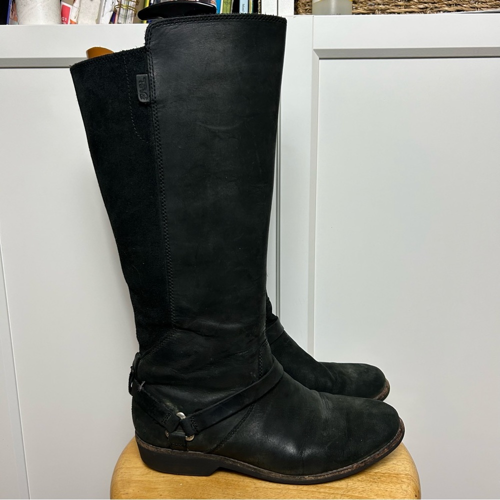 Teva De La Vina Tall Black Leather Boots
